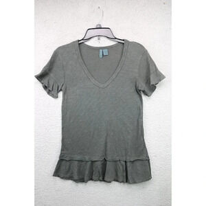 Left of Center-Anthropologie-Women's Tunic-XXS-Olive Green-Ruffle Hem
